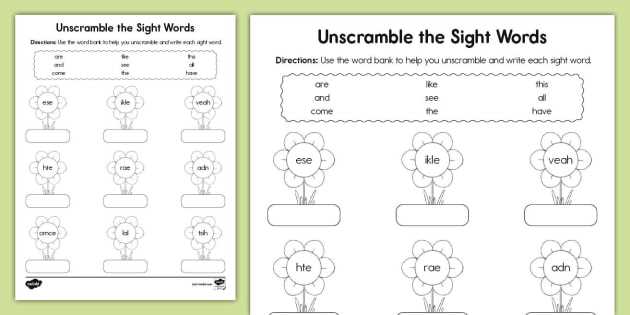 sight word printable activities