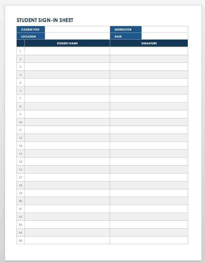 sign in sheet free printable