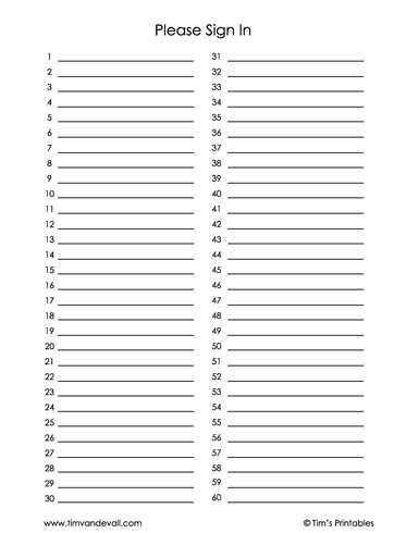 sign in sheet printable