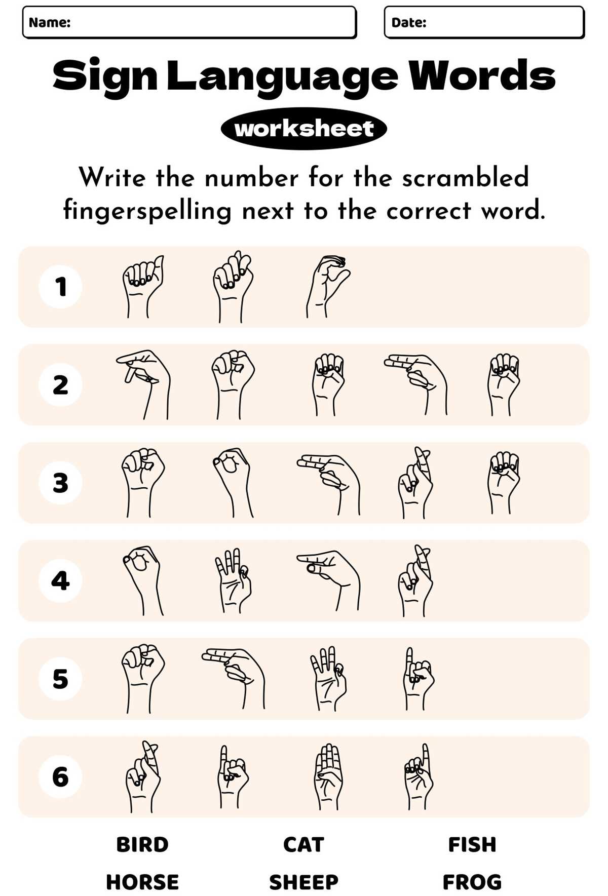 sign language phrases printable