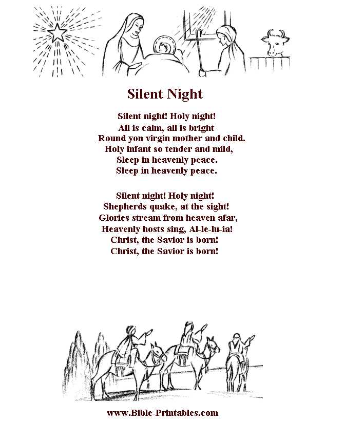 silent night printable lyrics