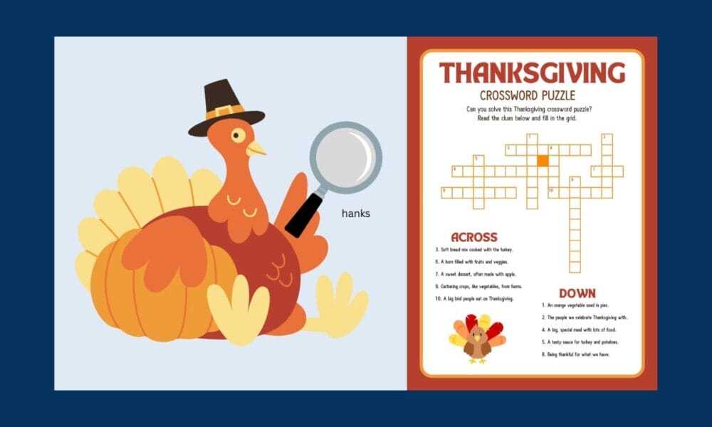 free printable thanksgiving crossword