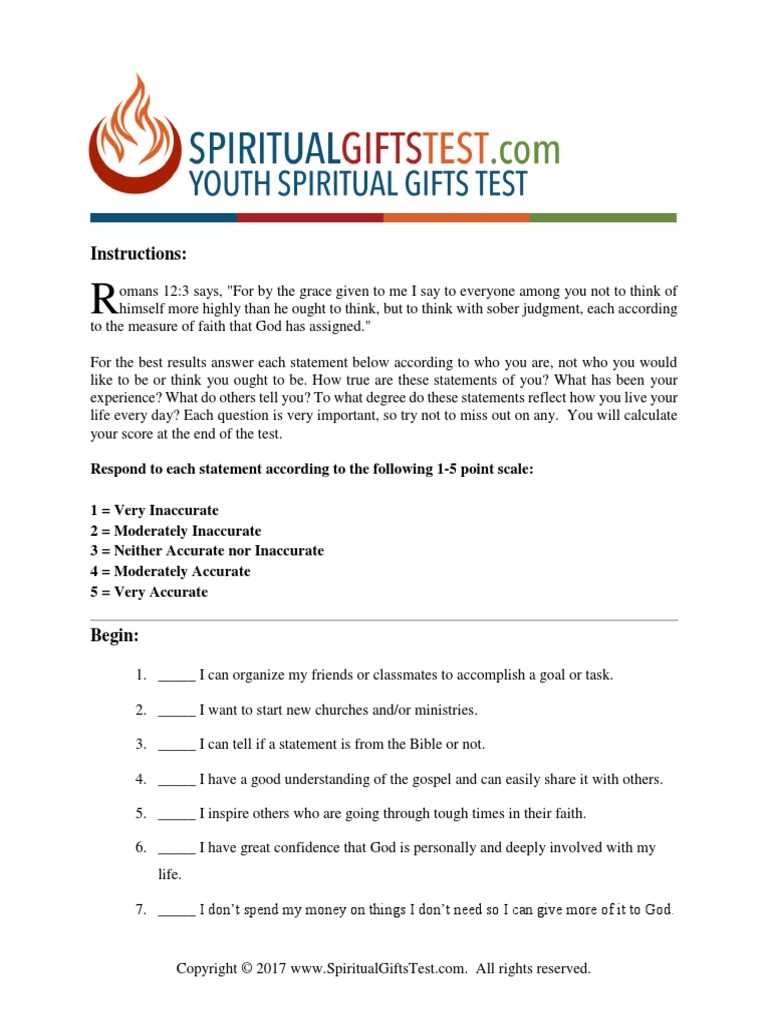 spiritual gift assessment test printable