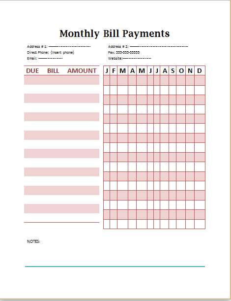 printable payment schedule template