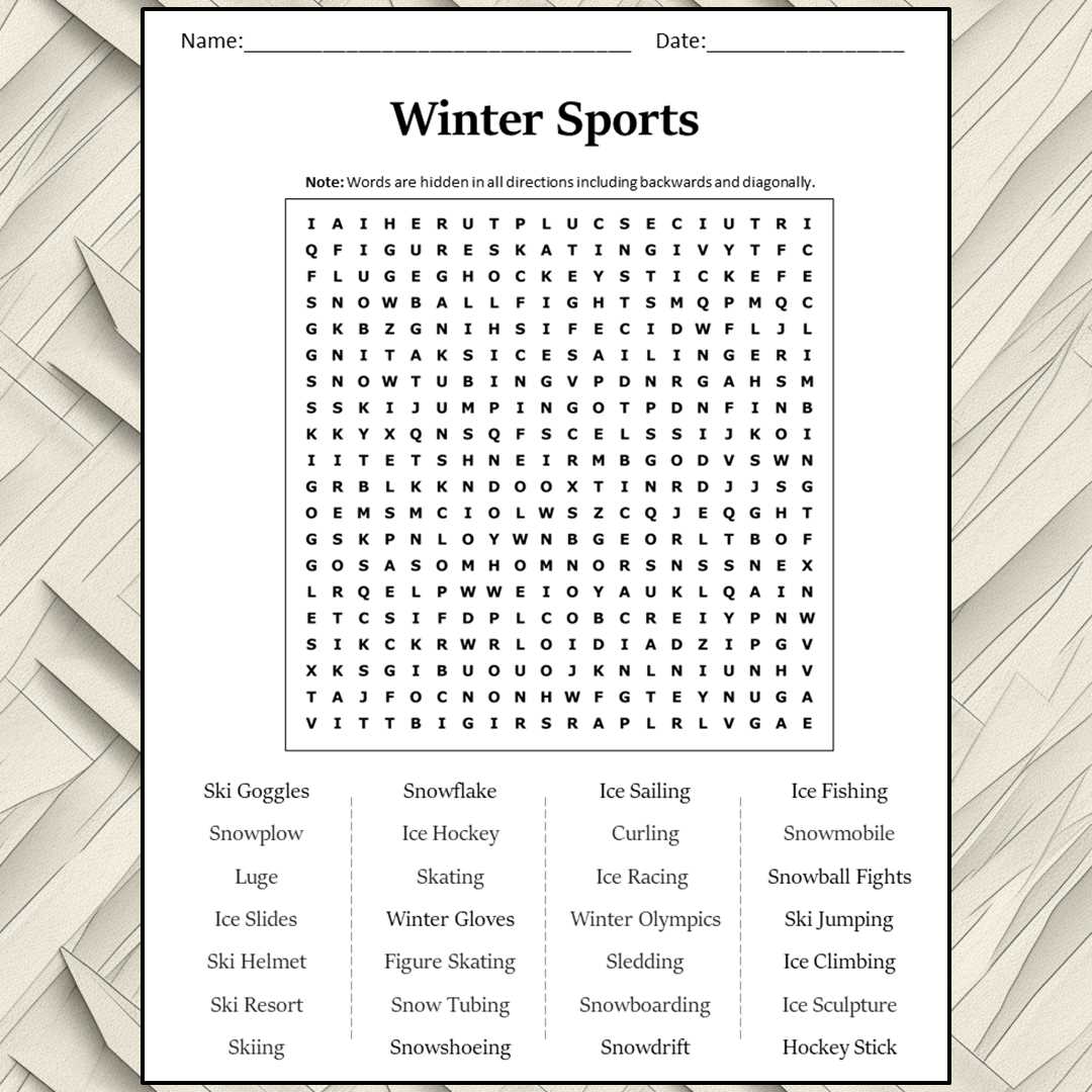sport word search printable