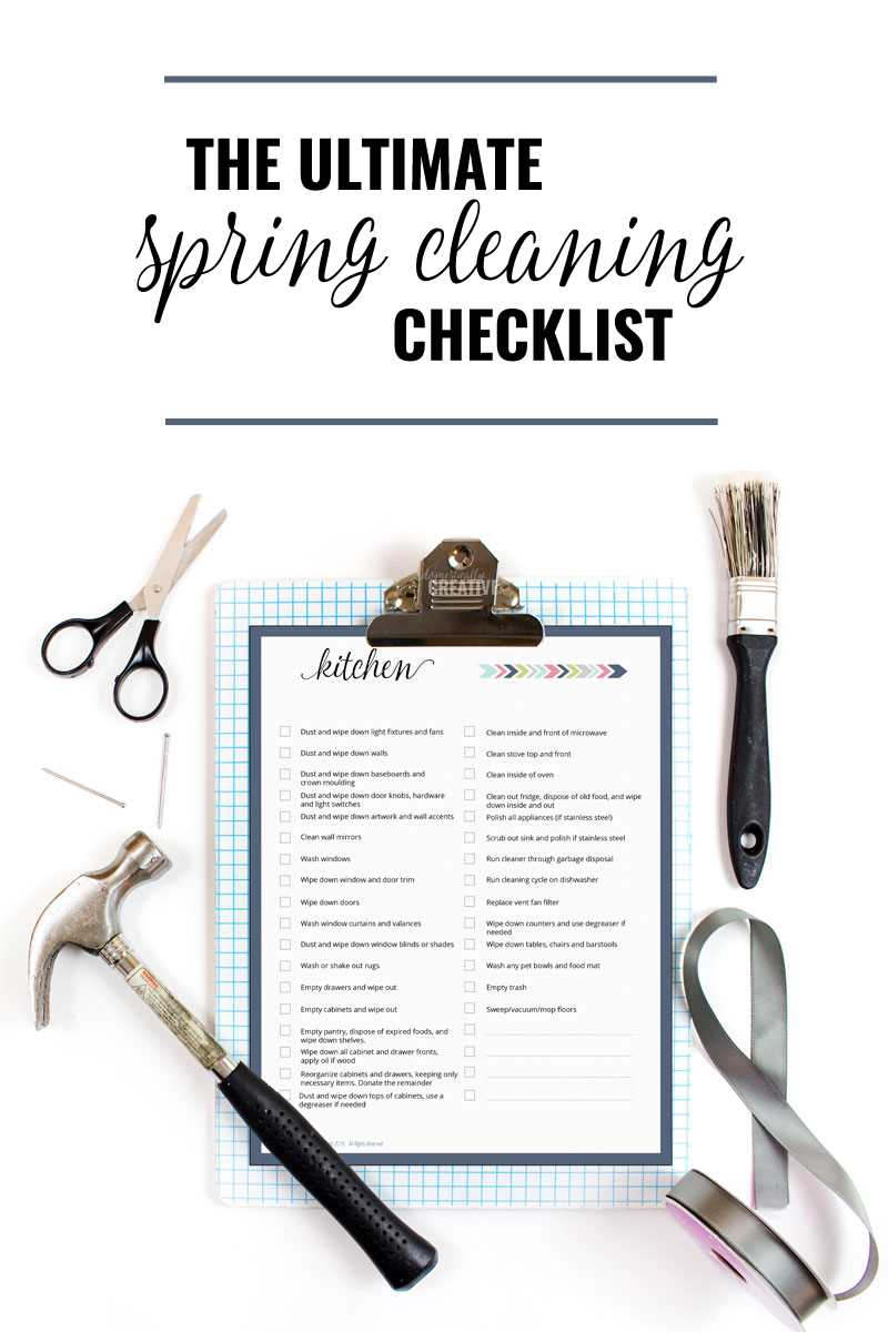 spring cleaning list printable