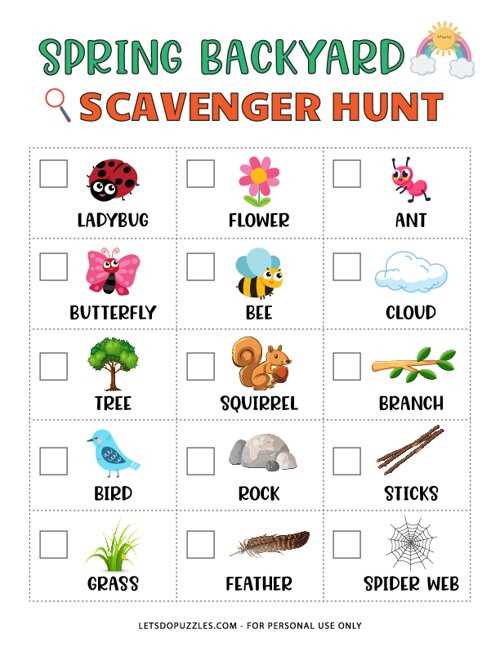 spring scavenger hunt printable