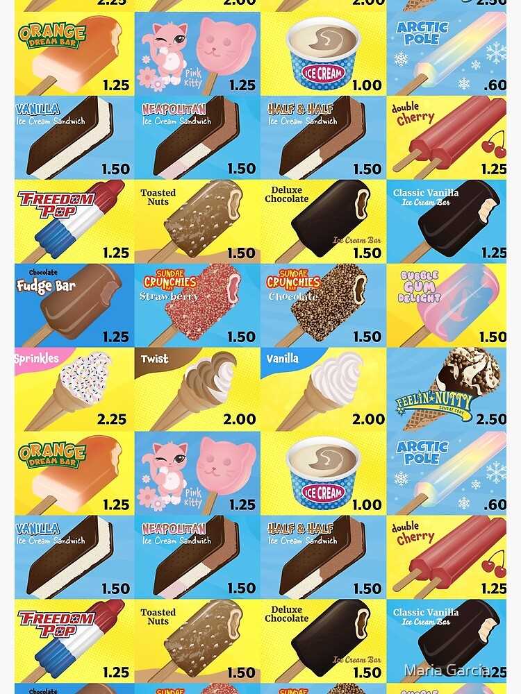 printable ice cream truck menu