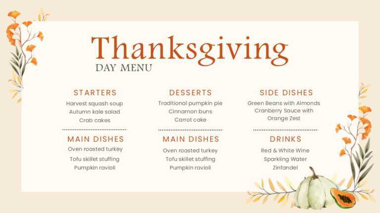 thanksgiving menu printable