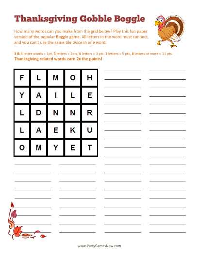thanksgiving printables games