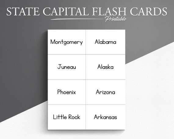 states and capitals flashcards printable