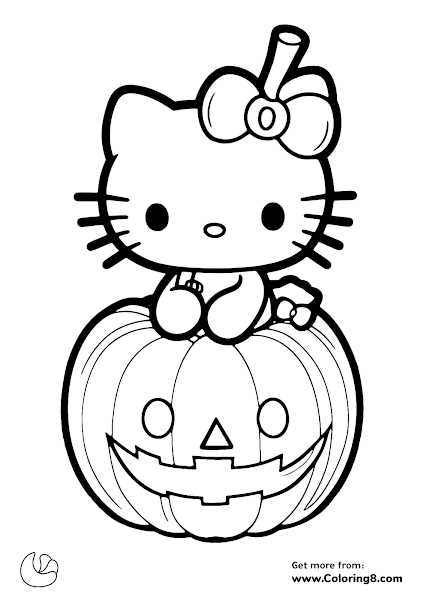 printable hello kitty halloween coloring pages