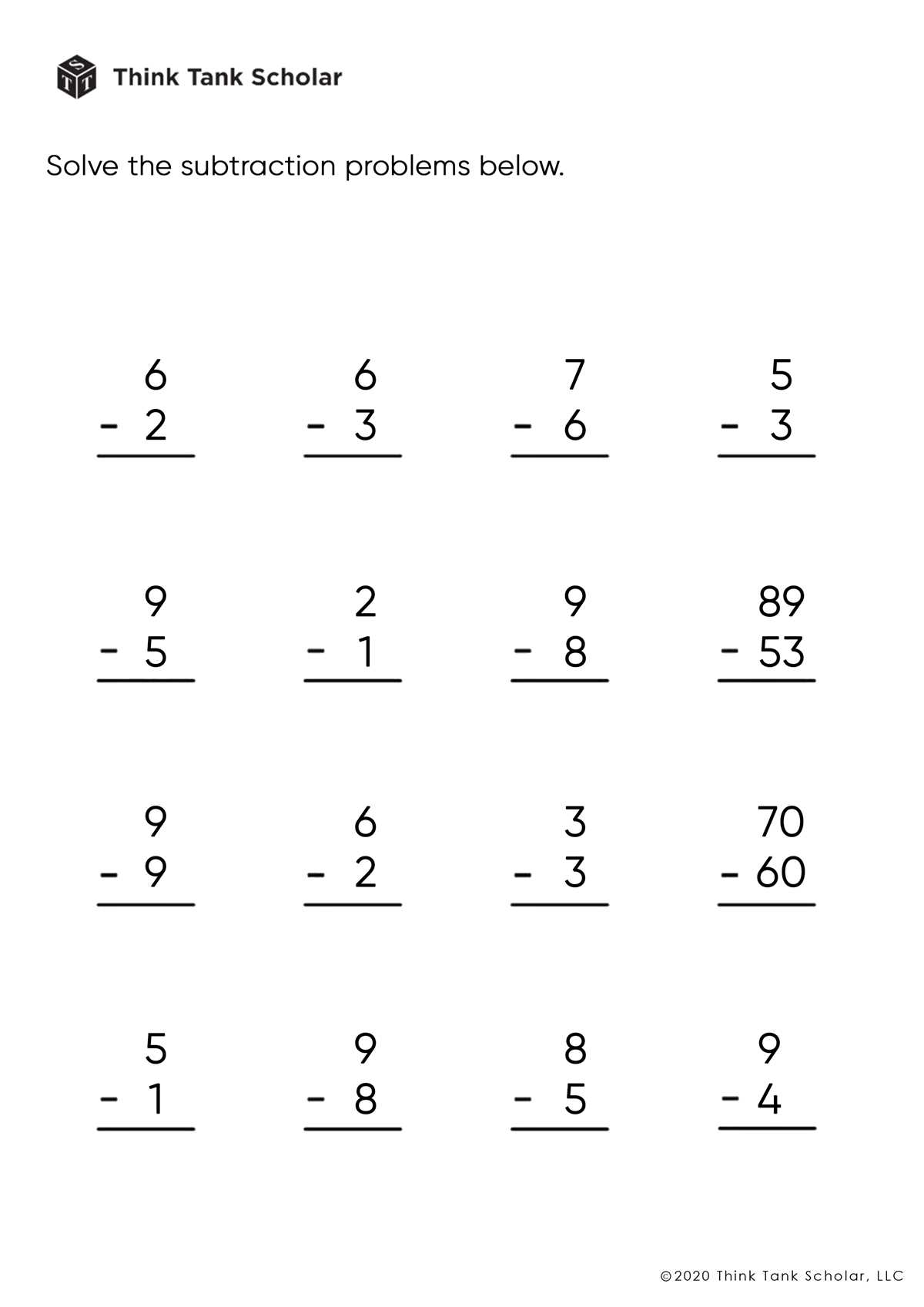 subtraction worksheets for kindergarten printable free