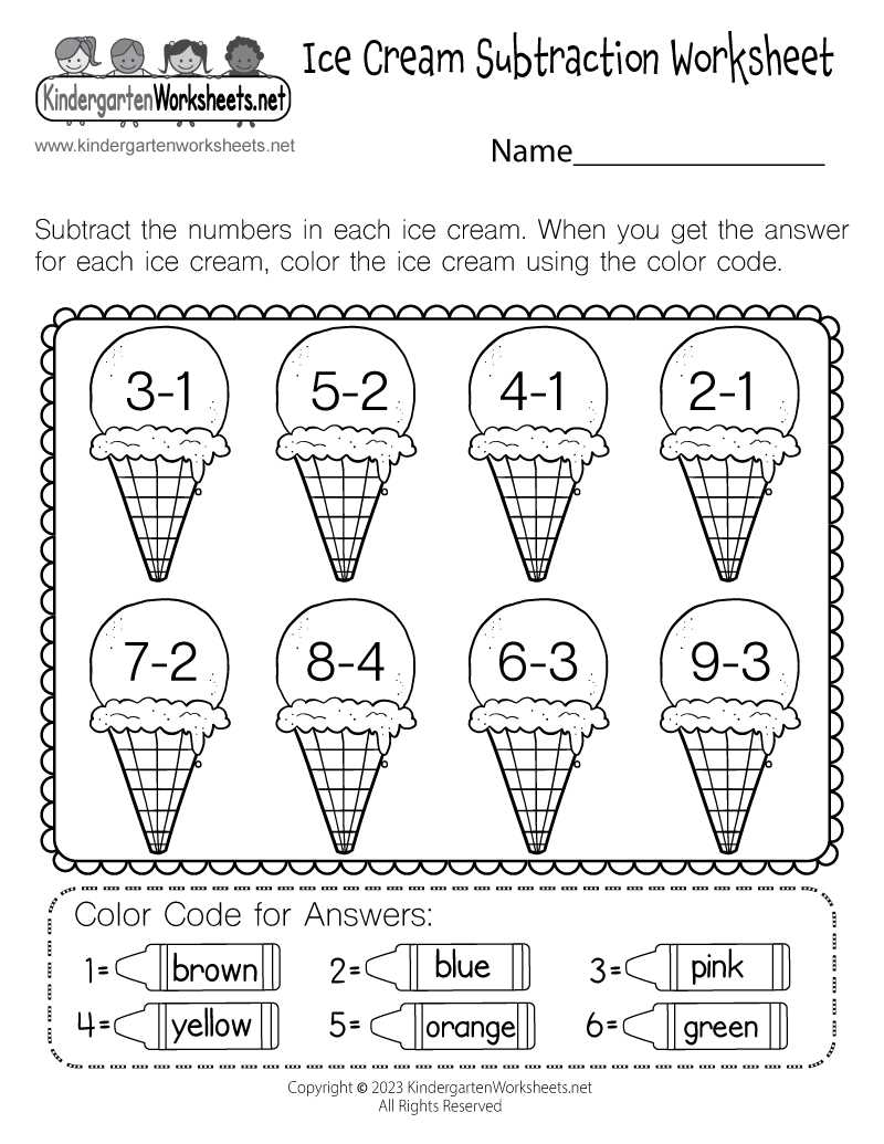subtraction worksheets for kindergarten printable free