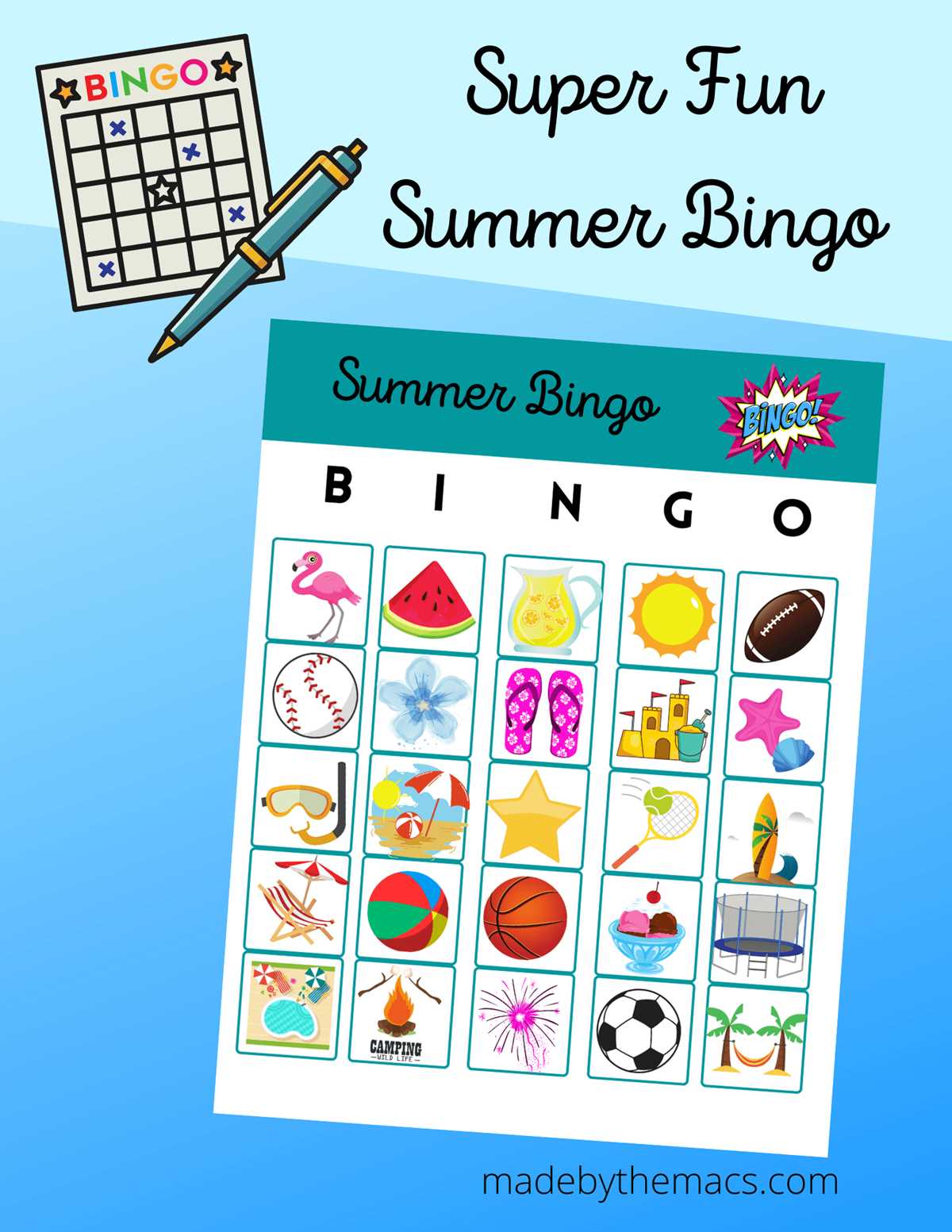 summer bingo free printable