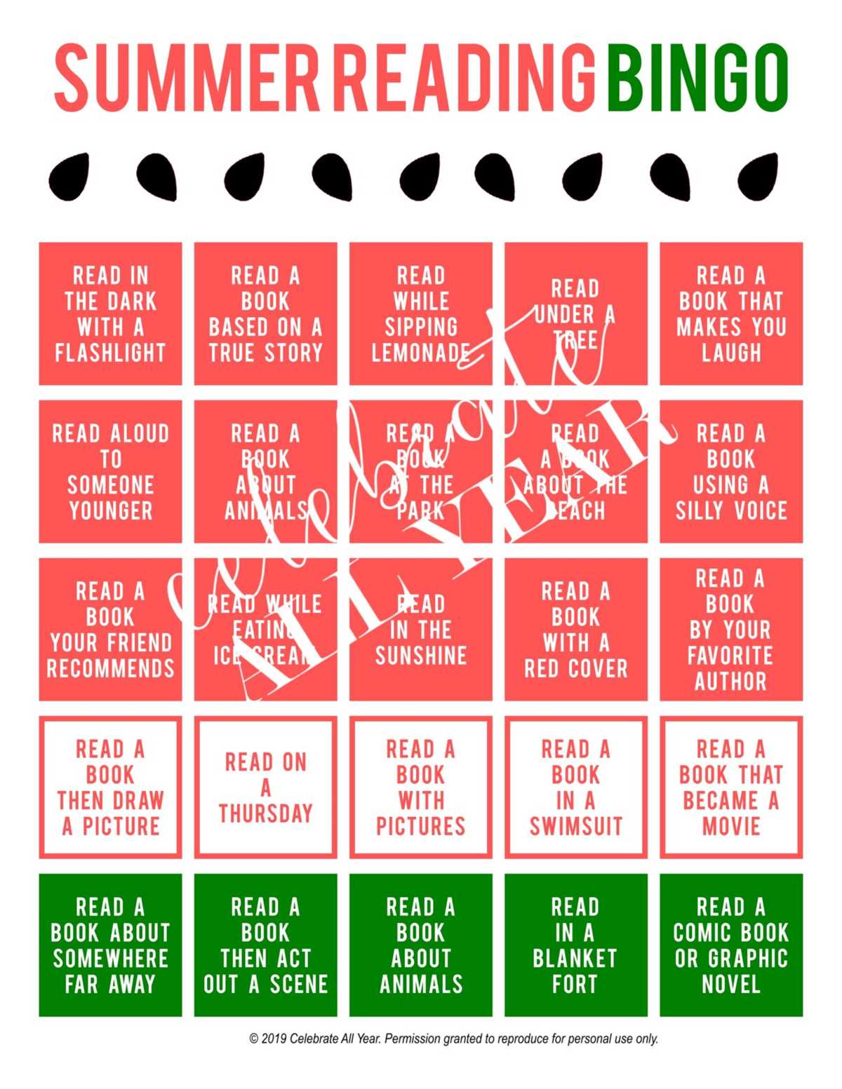 summer bingo printable
