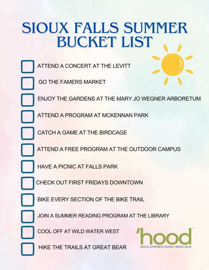summer bucket list printable free