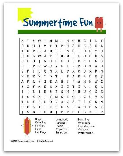 summer printable word searches