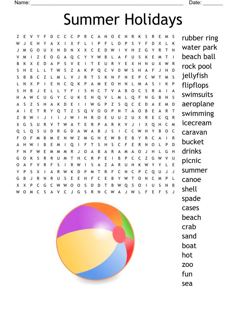 summer printable word searches