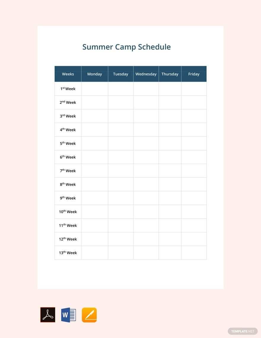 summer schedule printable