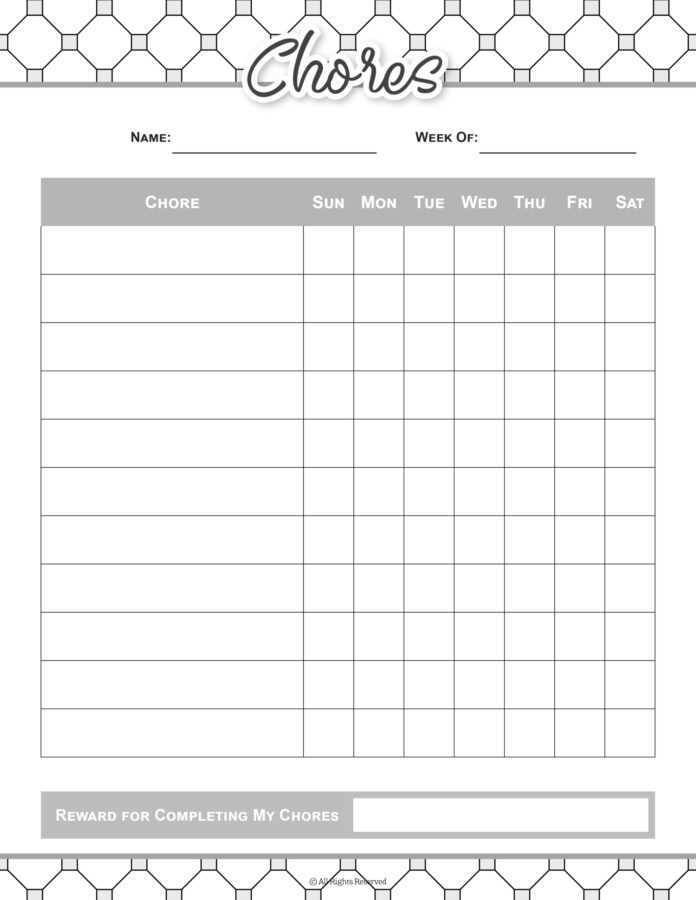 free printable printable chore chart