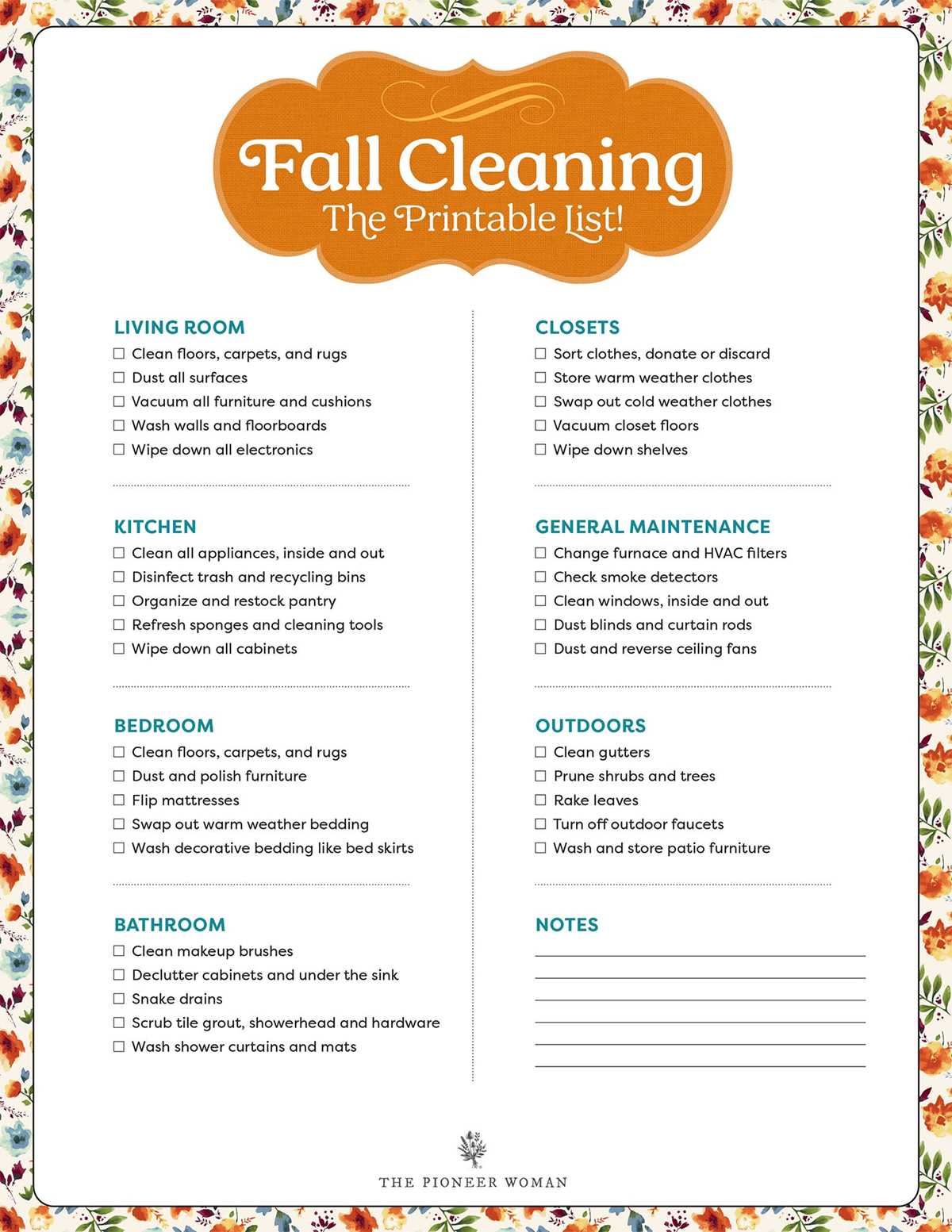printable house cleaning list
