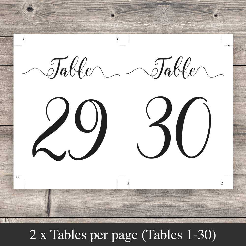 table number free printable