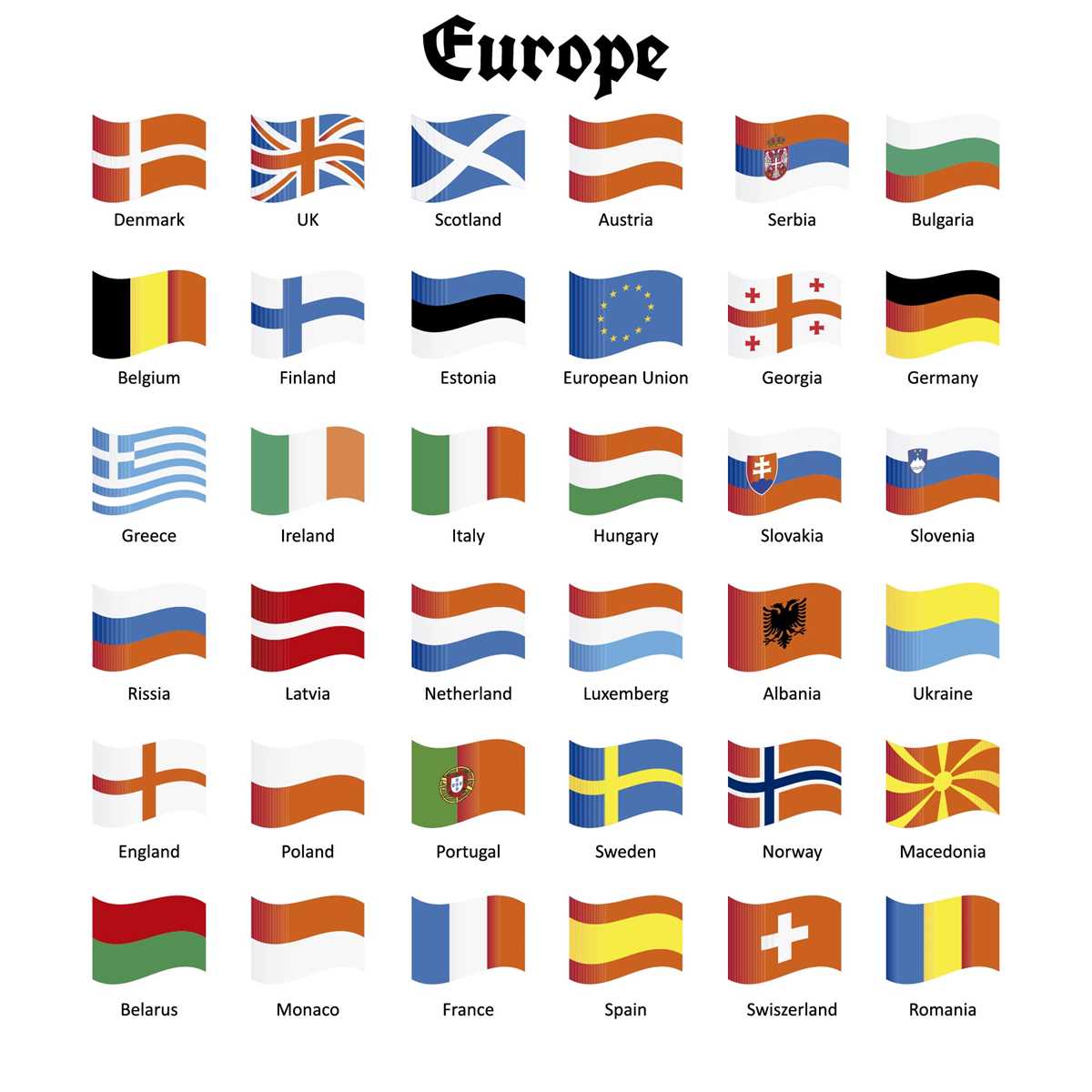 printable list of world countries