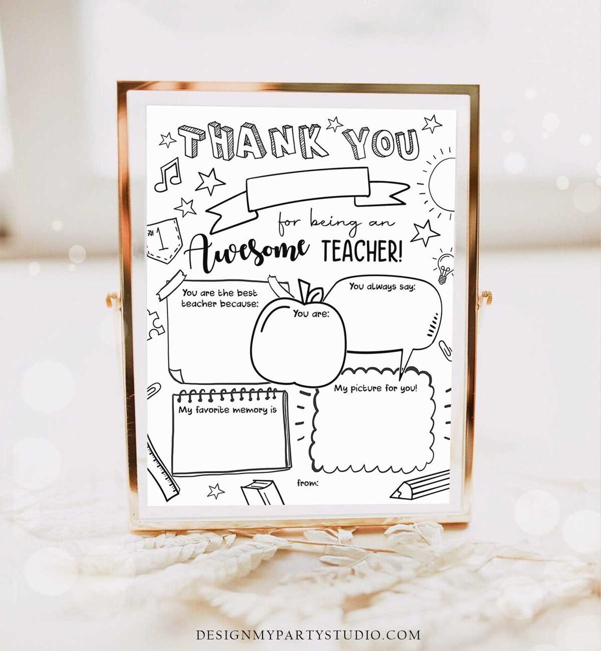teacher appreciation cards printable to color