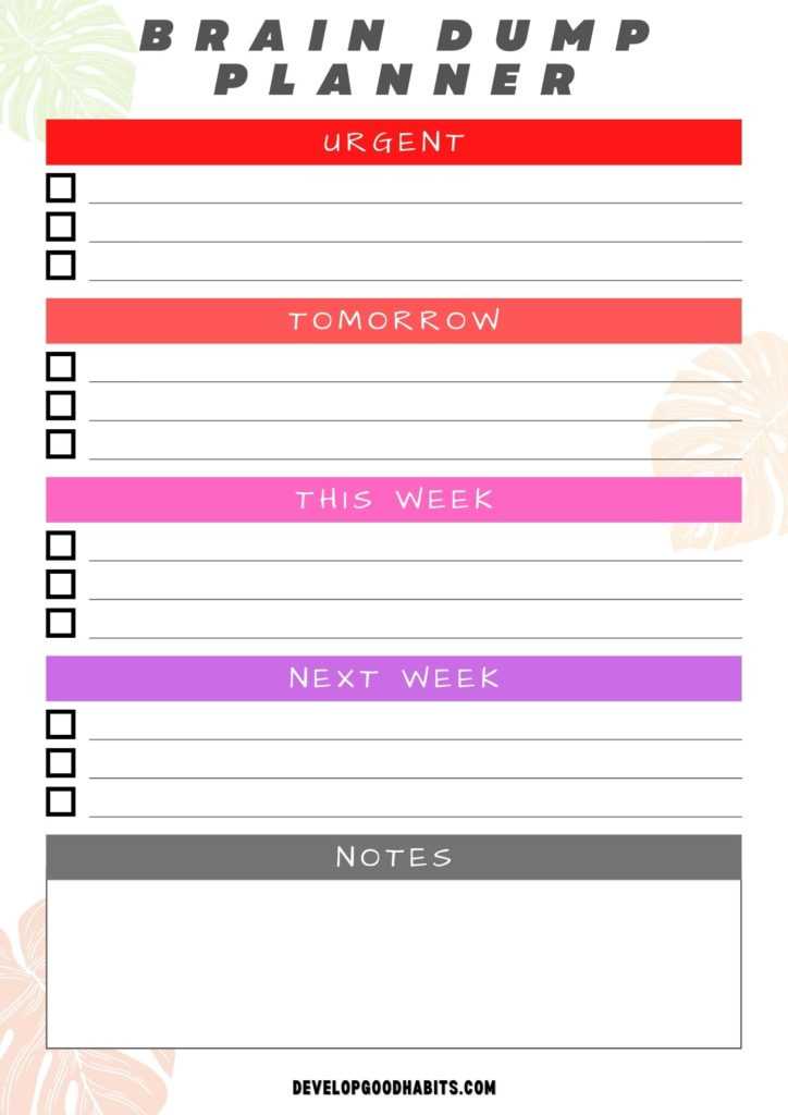printable brain dump worksheet