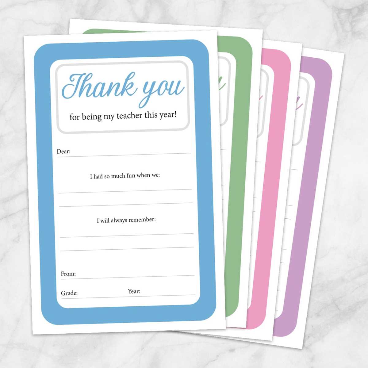 thank you teacher card printable