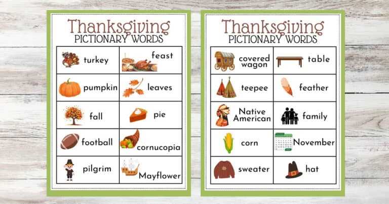 thanksgiving pictionary free printable
