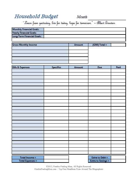 the budget mom free printables