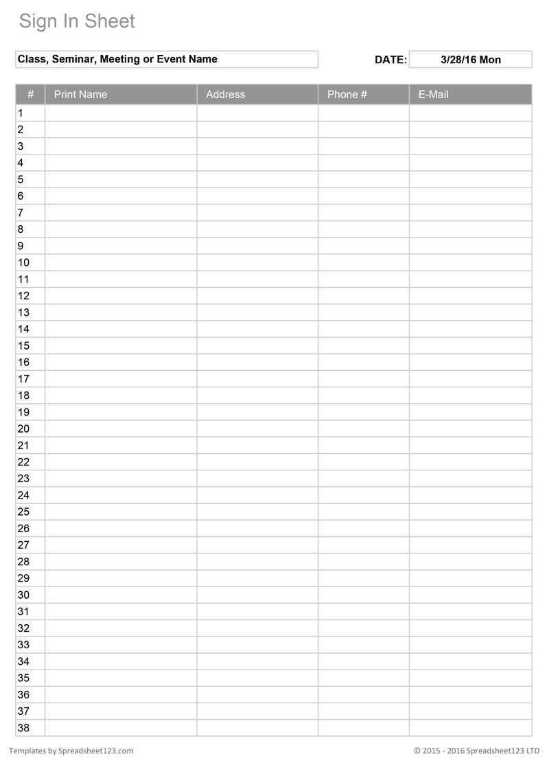 printable sign in sheet free