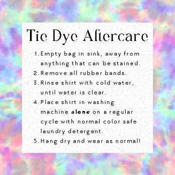 tie dye after care instructions printable