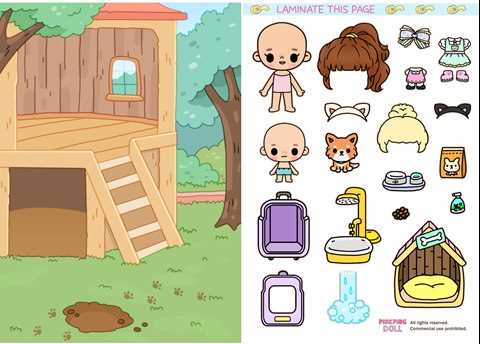 toca boca paper doll house printable