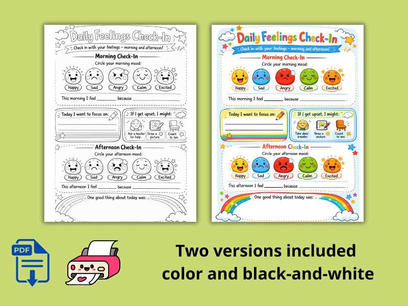 printable emotional check in worksheet