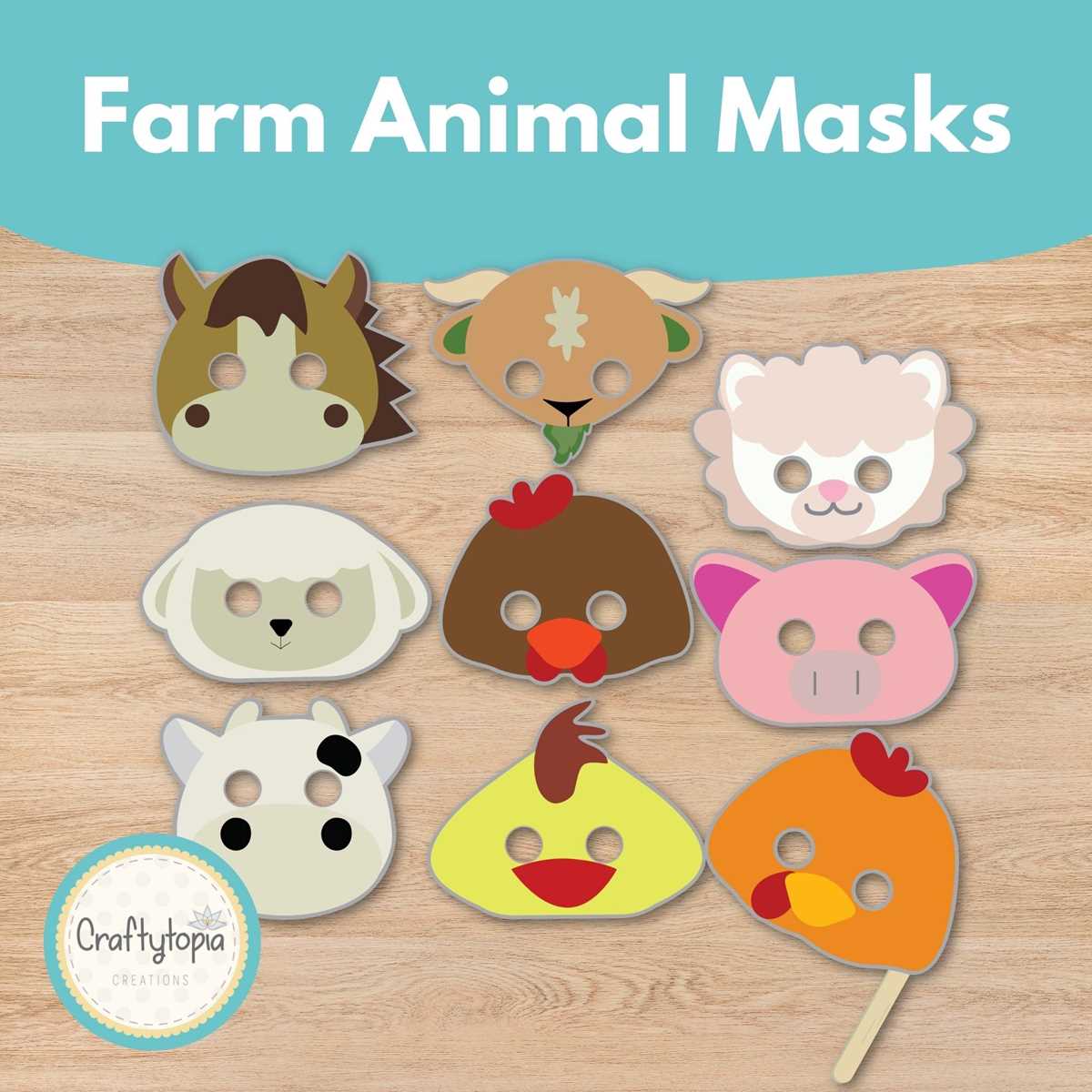 farm animal masks printable