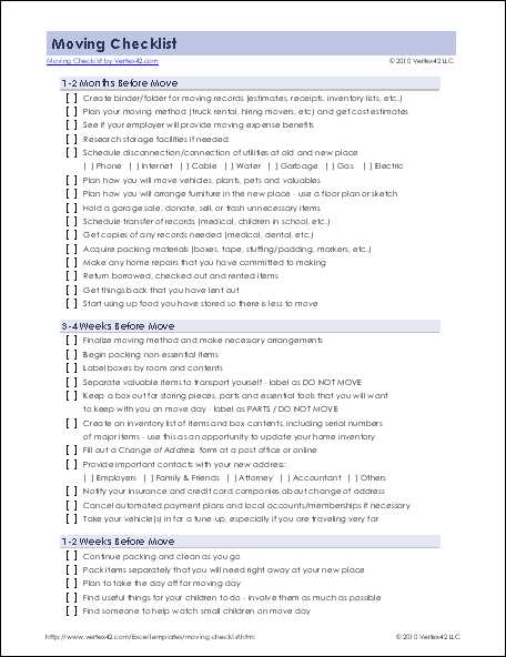 free printable move in checklist