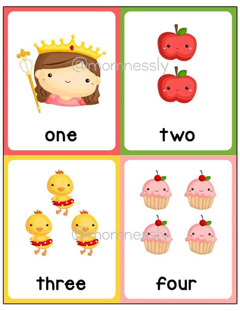 number flash cards printable