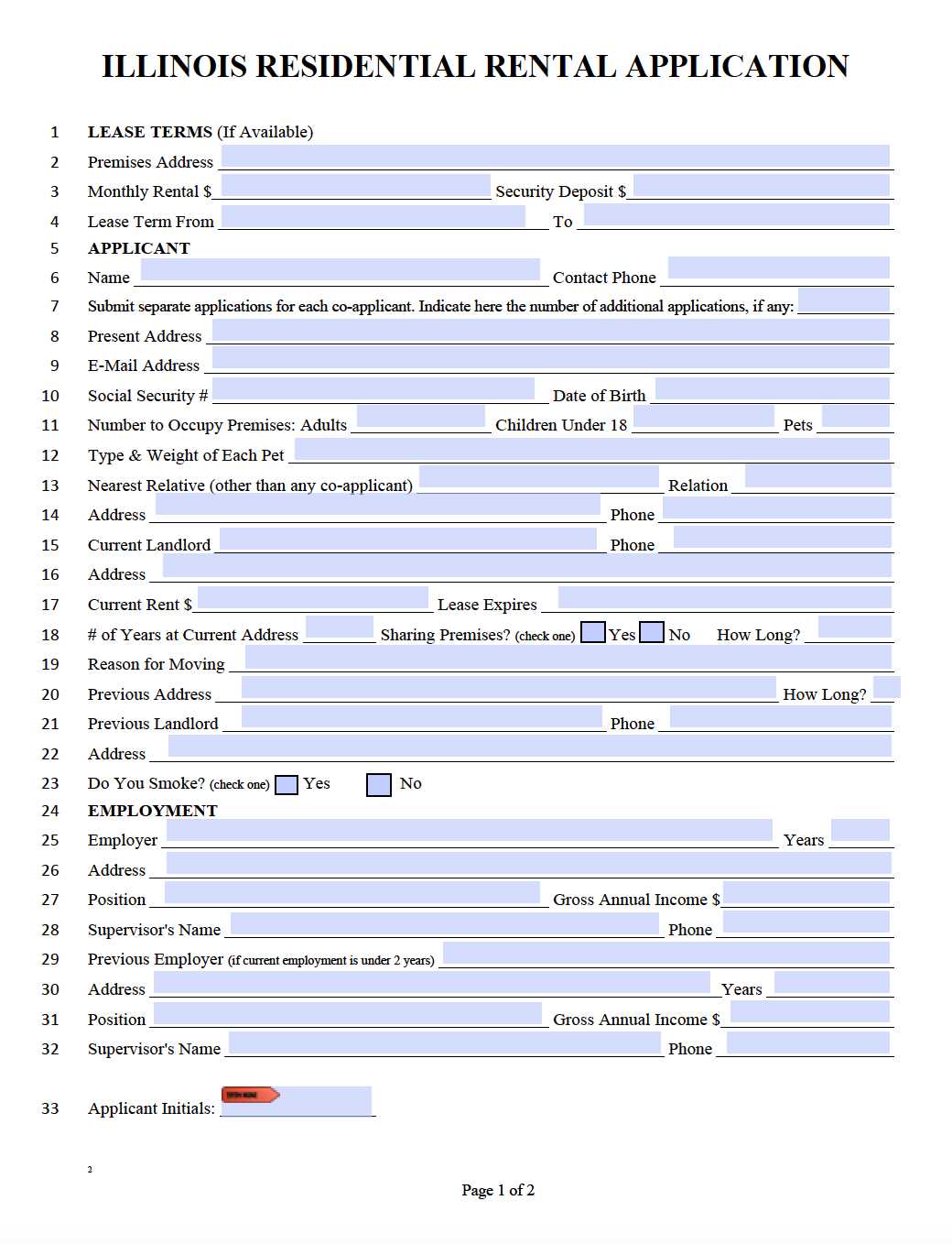 free printable lease agreement illinois