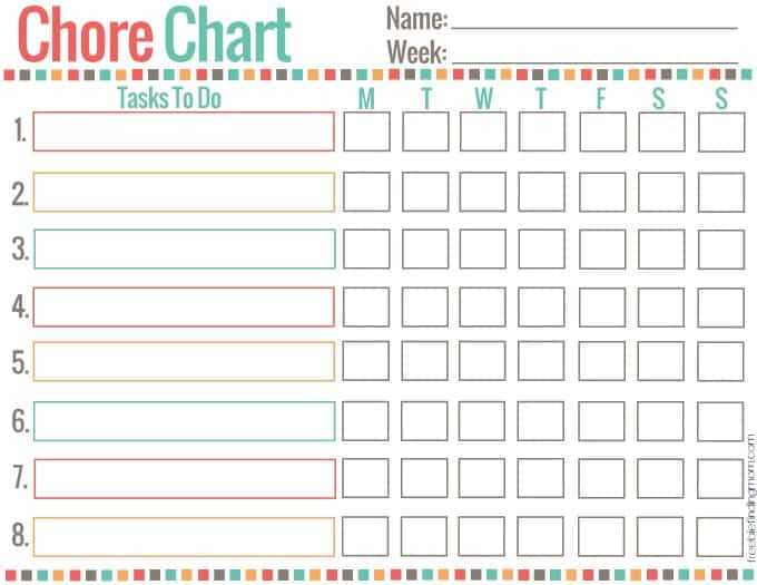 free editable printable chore charts with pictures
