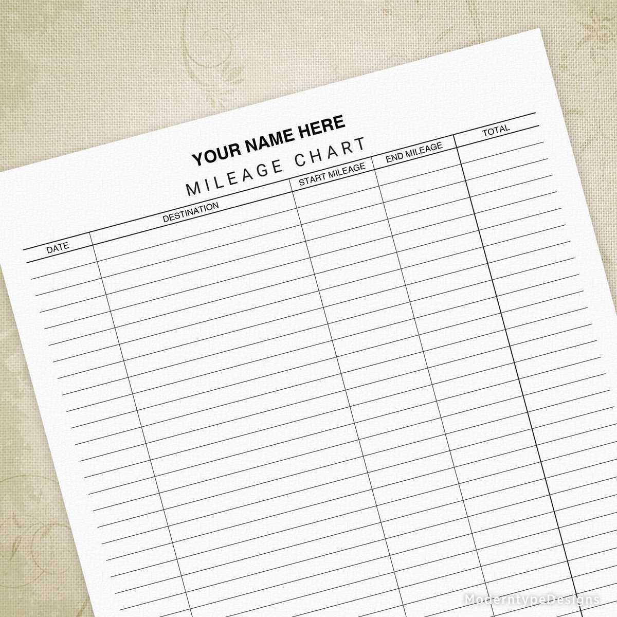 printable mileage tracker