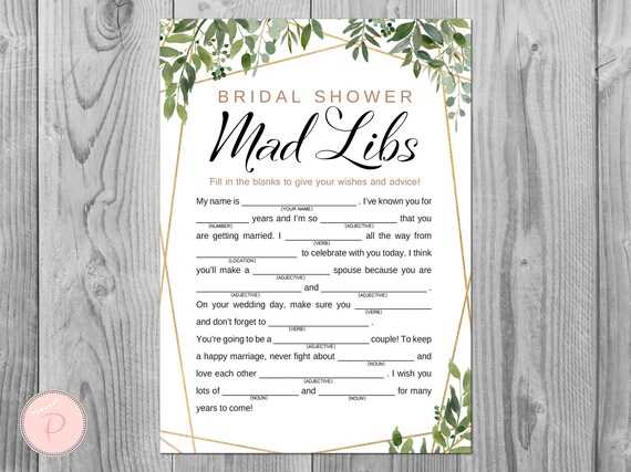 free printable bridal shower mad libs