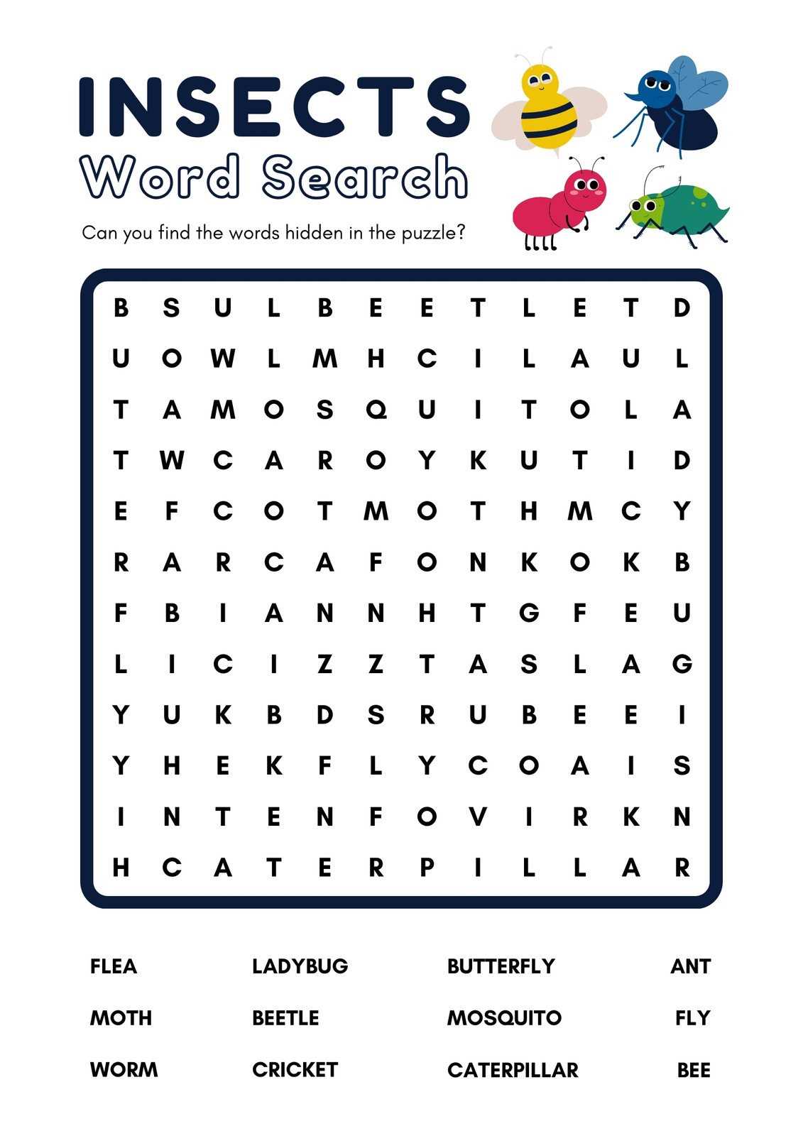 free word search printable worksheets