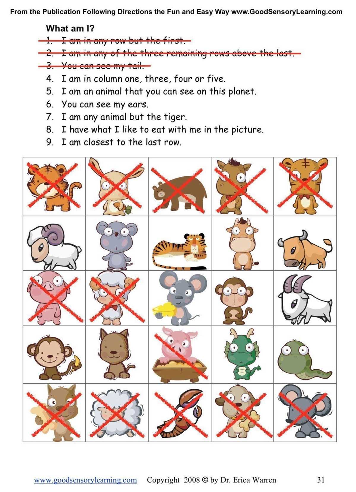 following directions printables