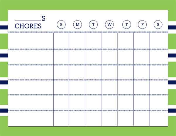 printable chore chart for teens