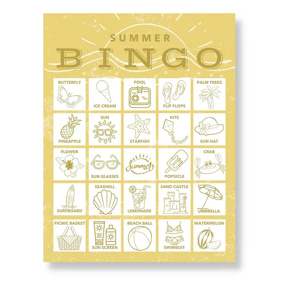 free printable summer bingo