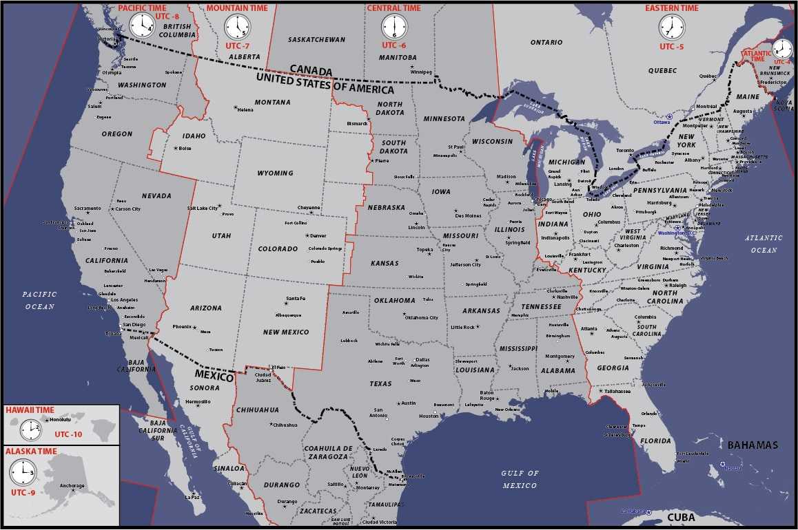 united states time zone map printable