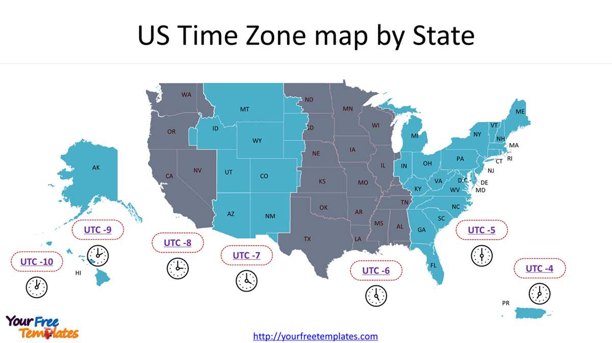 united states time zone map printable
